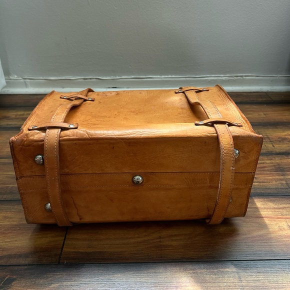 Vachetta Leather Unique Hand Made Doctor's Bag Vintage Artisan Open Flap Tote - Picture 3 of 11